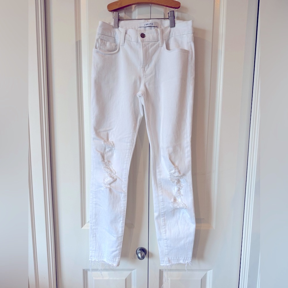 J Brand White Distressed Jeans